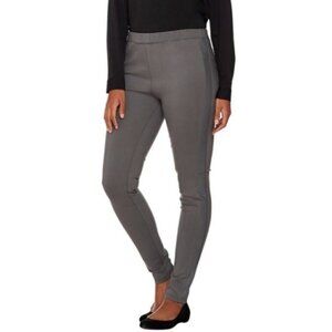 H by Halston Ponte Grey Leggings Leather Inserts Women’s Size M